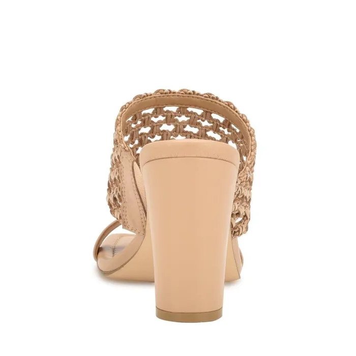 Mylas Heeled Slide Sandals Light Natural Women Nine West Sandals