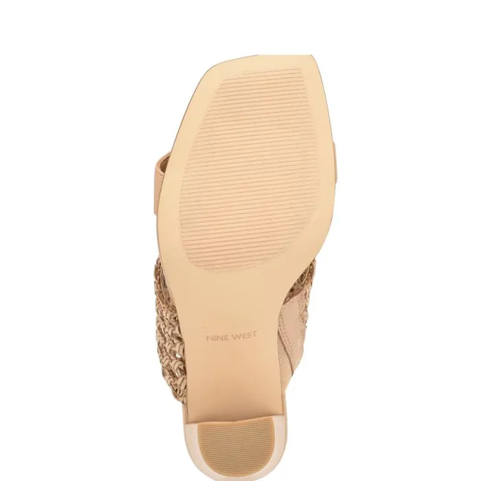 Mylas Heeled Slide Sandals Light Natural Women Nine West Sandals
