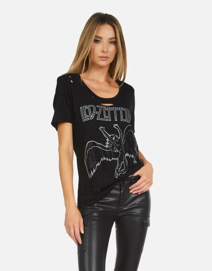 Myra Led Zeppelin Outline Black Women Lauren Moshi Short Sleeve