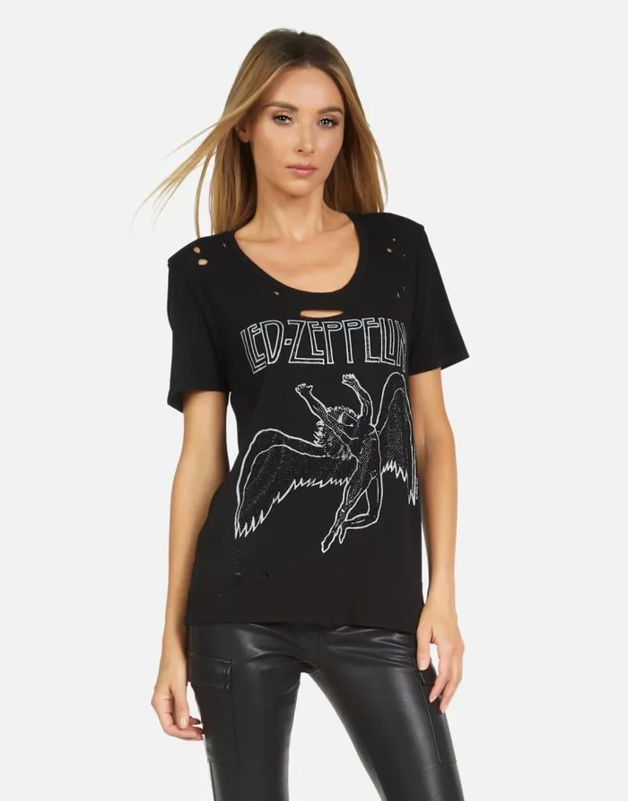 Myra Led Zeppelin Outline Black Women Lauren Moshi Short Sleeve