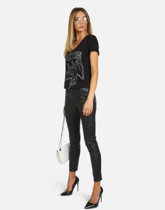 Myra Led Zeppelin Outline Black Women Lauren Moshi Short Sleeve