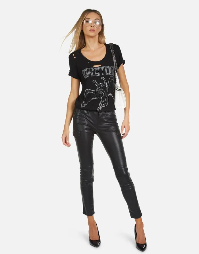 Myra Led Zeppelin Outline Black Women Lauren Moshi Short Sleeve