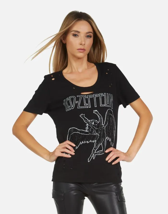 Myra Led Zeppelin Outline Black Women Lauren Moshi Short Sleeve