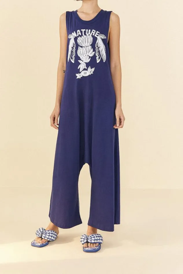 Navy Blue Nature Organic Cotton Jumpsuit Women FARM Rio Jumpsuits