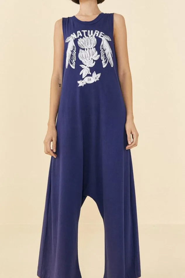 Navy Blue Nature Organic Cotton Jumpsuit Women FARM Rio Jumpsuits