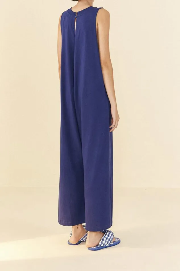 Navy Blue Nature Organic Cotton Jumpsuit Women FARM Rio Jumpsuits