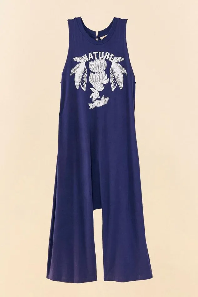 Navy Blue Nature Organic Cotton Jumpsuit Women FARM Rio Jumpsuits