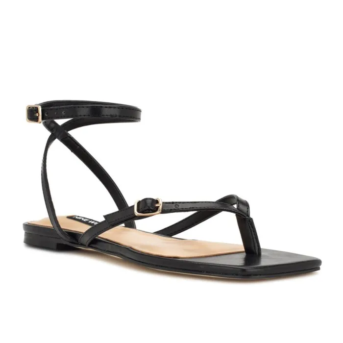 Nelson Ankle Wrap Flat Sandals Black Women Nine West Sandals Nelson Ankle Wrap Flat Sandals Black Women Nine West Sandals