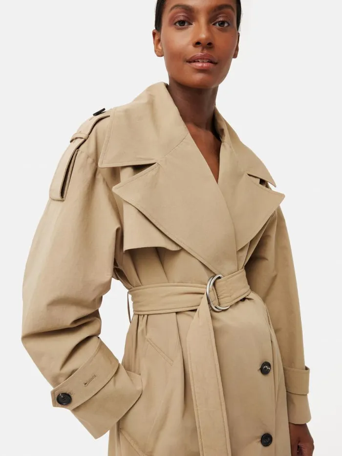 Nelson Cotton Trench Coat Stone Women Jigsaw Coats and Jackets
