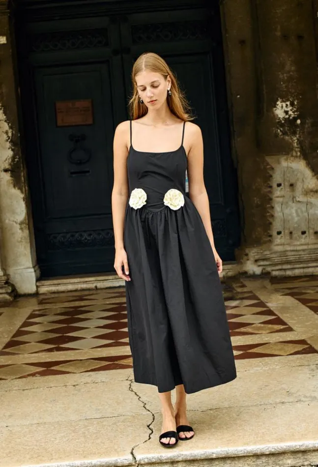 Neroni Dress Black Rosette Women Ciao Lucia Evening Dresses
