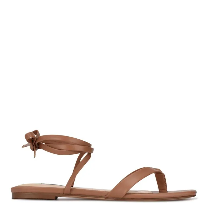 News Ankle Wrap Flat Sandals Natural Women Nine West Sandals
