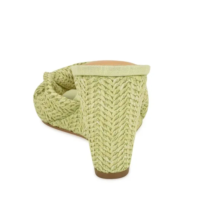 Nikhil Twist Wedge Sandals Green Raffia Women Nine West Sandals