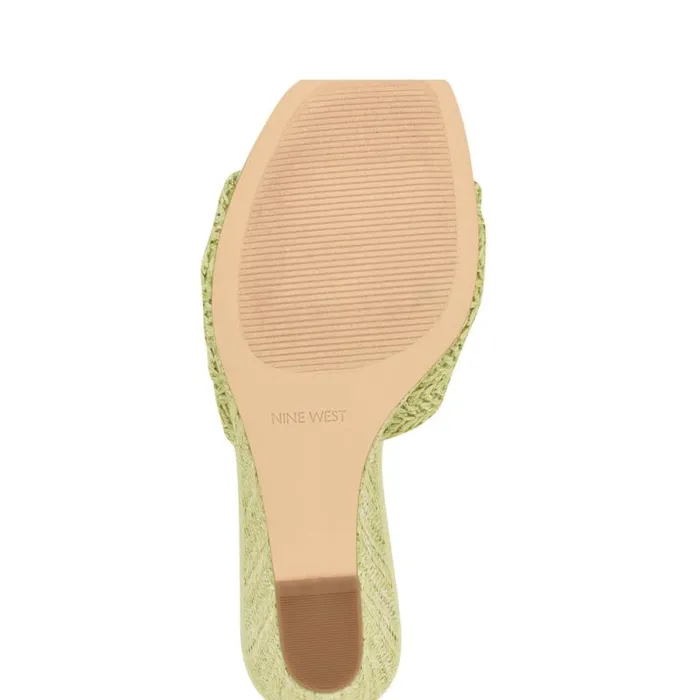Nikhil Twist Wedge Sandals Green Raffia Women Nine West Sandals