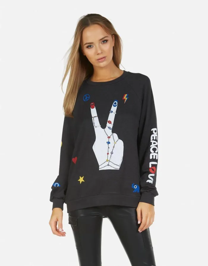 Noleta Peace Hand Elements Onyx Women Lauren Moshi Long Sleeve