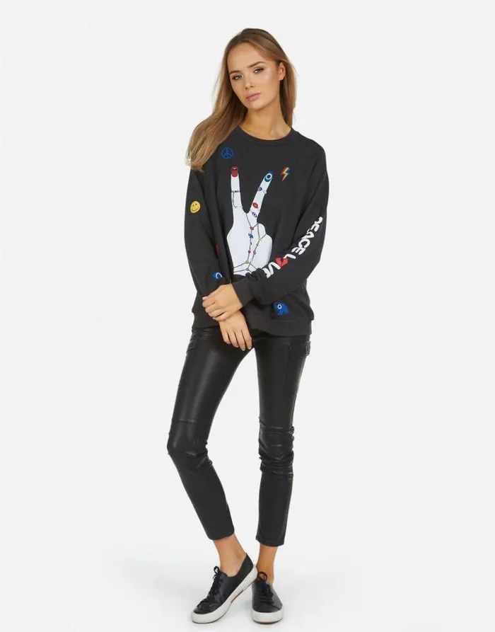 Noleta Peace Hand Elements Onyx Women Lauren Moshi Long Sleeve