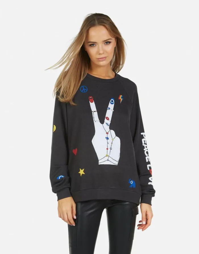Noleta Peace Hand Elements Onyx Women Lauren Moshi Long Sleeve