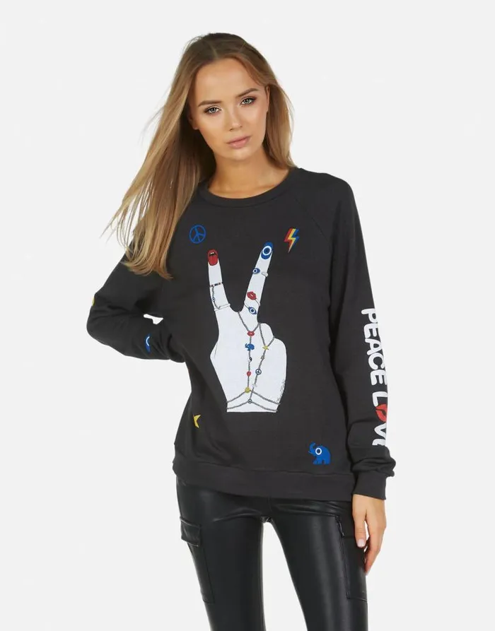 Noleta Peace Hand Elements Onyx Women Lauren Moshi Long Sleeve