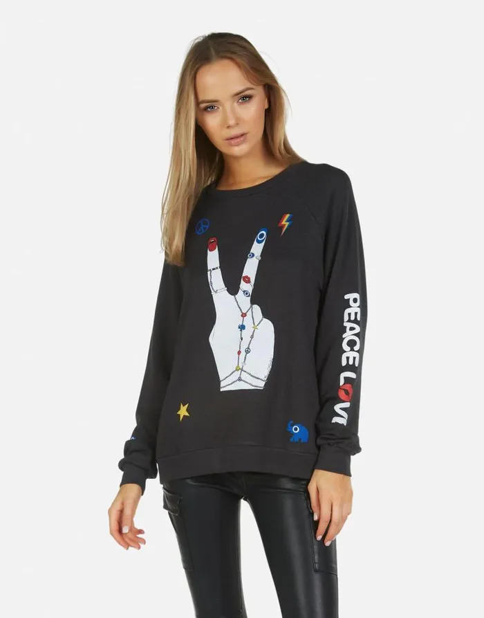 Noleta Peace Hand Elements Onyx Women Lauren Moshi Long Sleeve