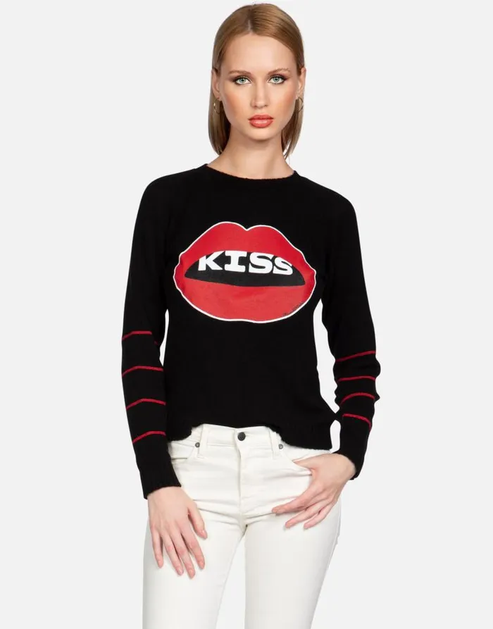 North Kiss Lip Black Women Lauren Moshi Sweaters and Knits