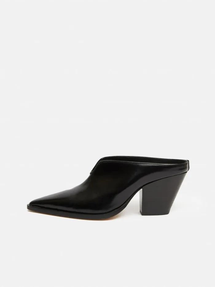 Oakley Heeled Mule Black Women Jigsaw Leather