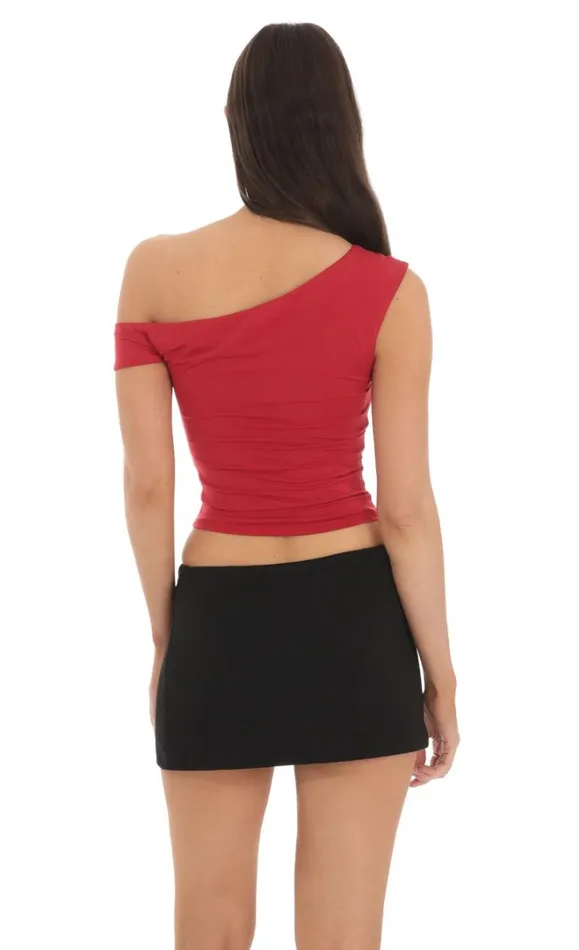 Off Shoulder Crop Top Red Women LUCY IN THE SKY Tops