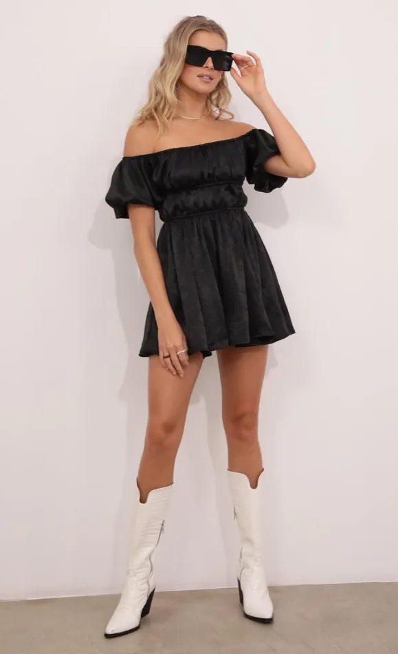 Off The Shoulder Dress Black Women LUCY IN THE SKY Mini Dresses