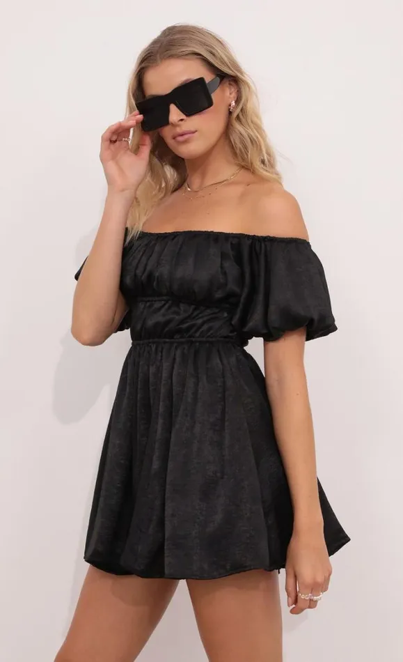 Off The Shoulder Dress Black Women LUCY IN THE SKY Mini Dresses Off The Shoulder Dress Black Women LUCY IN THE SKY Mini Dresses