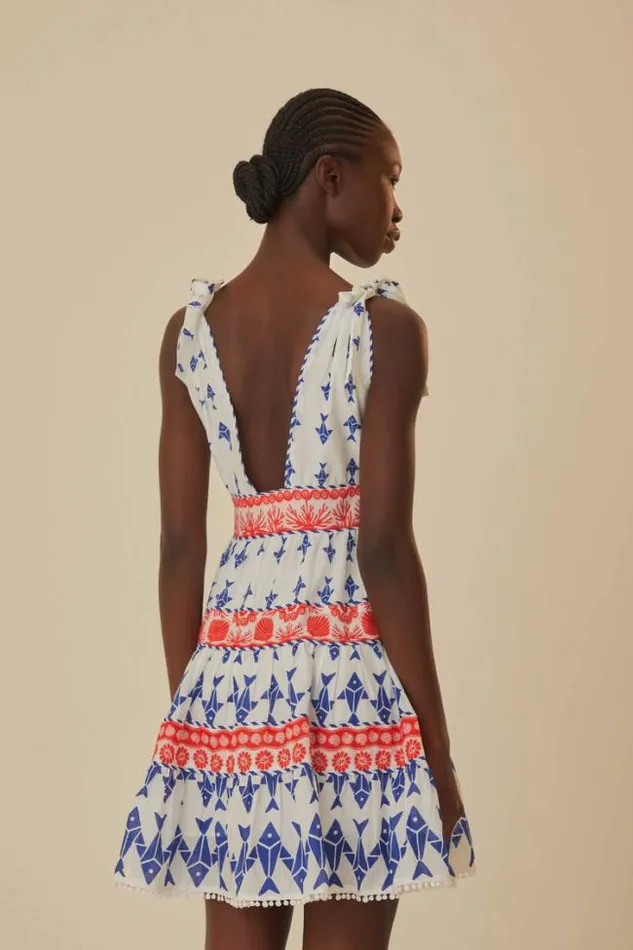 OffWhite Graphic Fishes Mini Dress Women FARM Rio Mini Dresses