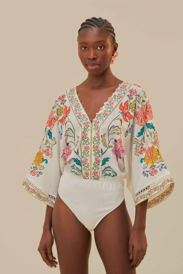 OffWhite Insects Floral Bodysuit Women FARM Rio Bodysuits