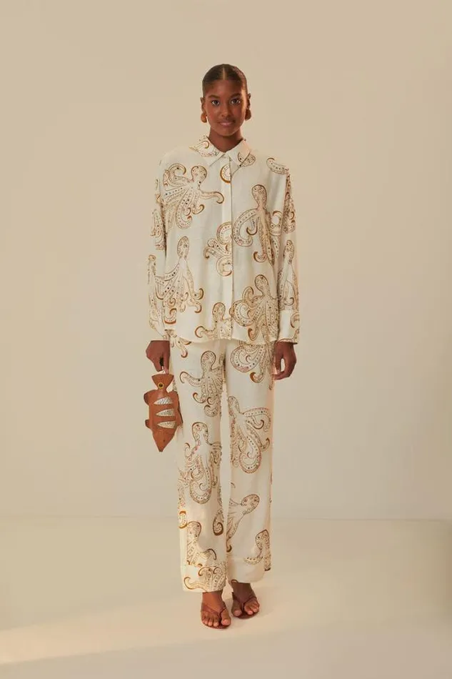 OffWhite Octopus Fun Euroflax Premium Linen Pants Women FARM Rio Pants