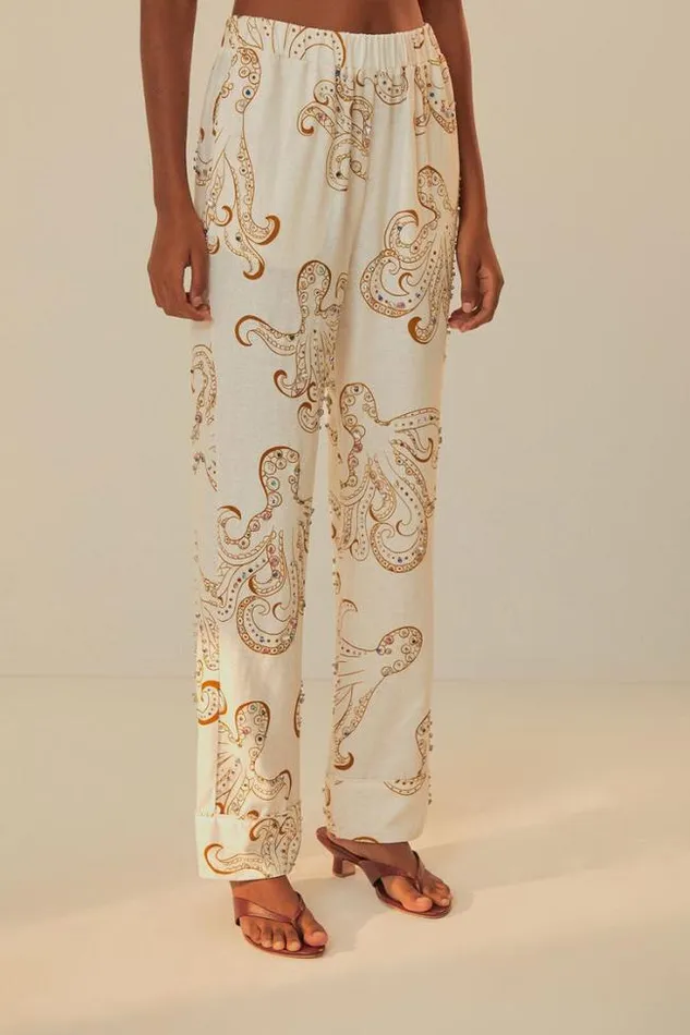 OffWhite Octopus Fun Euroflax Premium Linen Pants Women FARM Rio Pants