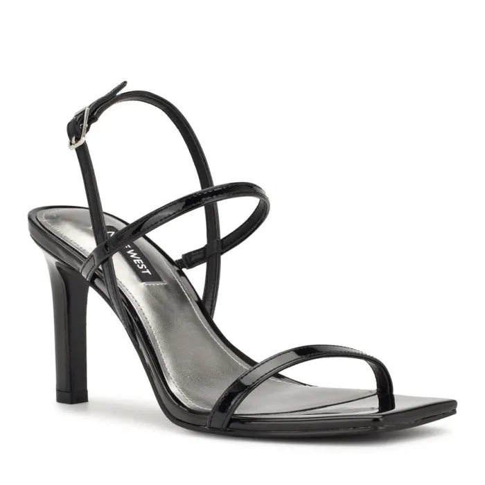 Olah Heeled Slingback Sandals Black Patent Women Nine West Heels