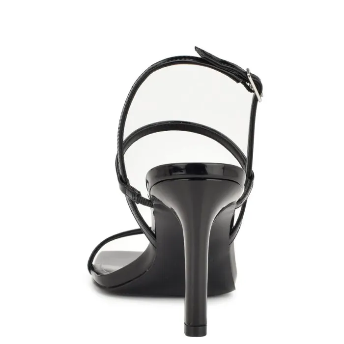 Olah Heeled Slingback Sandals Black Patent Women Nine West Heels