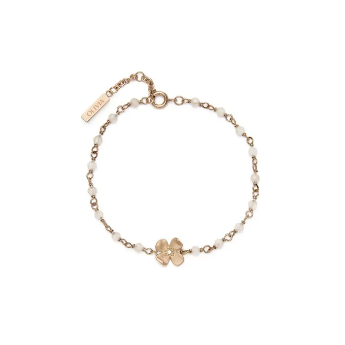Olivia Burton Bracelets Women Dogwood Rose Gold Plated Beaded Charm Bracelet
