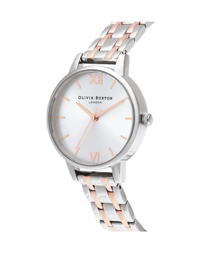 Olivia Burton Classic Watches Women 30mm Silver and Carnation Gold Bracelet Watch
