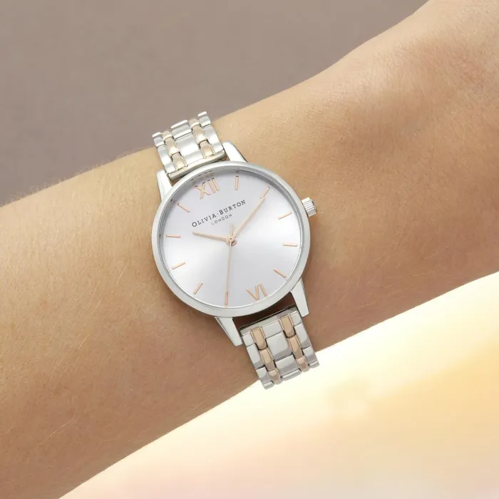 Olivia Burton Classic Watches Women 30mm Silver and Carnation Gold Bracelet Watch