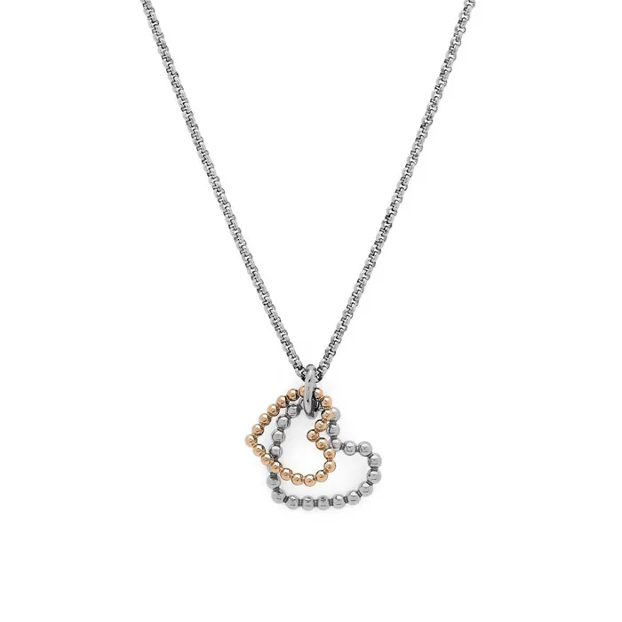 Olivia Burton Necklaces Women Beaded Heart Silver and Rose Gold Plated Necklace