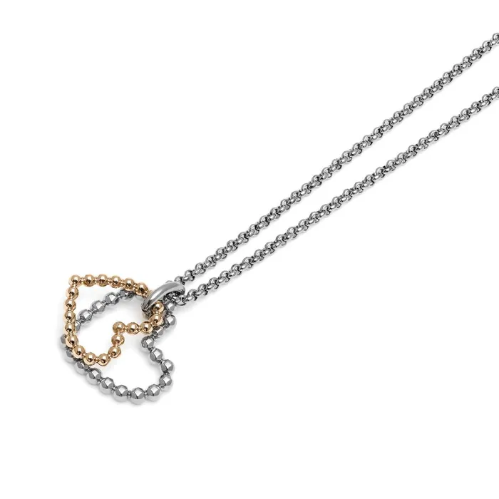 Olivia Burton Necklaces Women Beaded Heart Silver and Rose Gold Plated Necklace