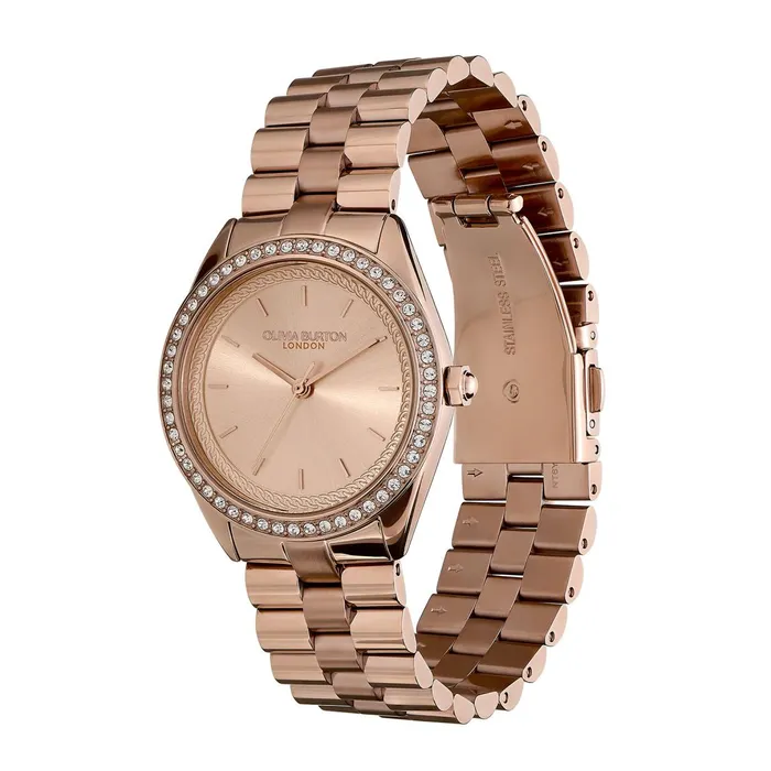 Olivia Burton Sports Luxe Watches Women 34mm Bejewelled Rose Gold Bracelet Watch