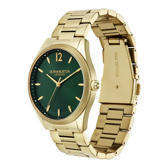 Olivia Burton Sports Luxe Watches Women 38mm Radiate Forest Green and Gold Bracelet Watch