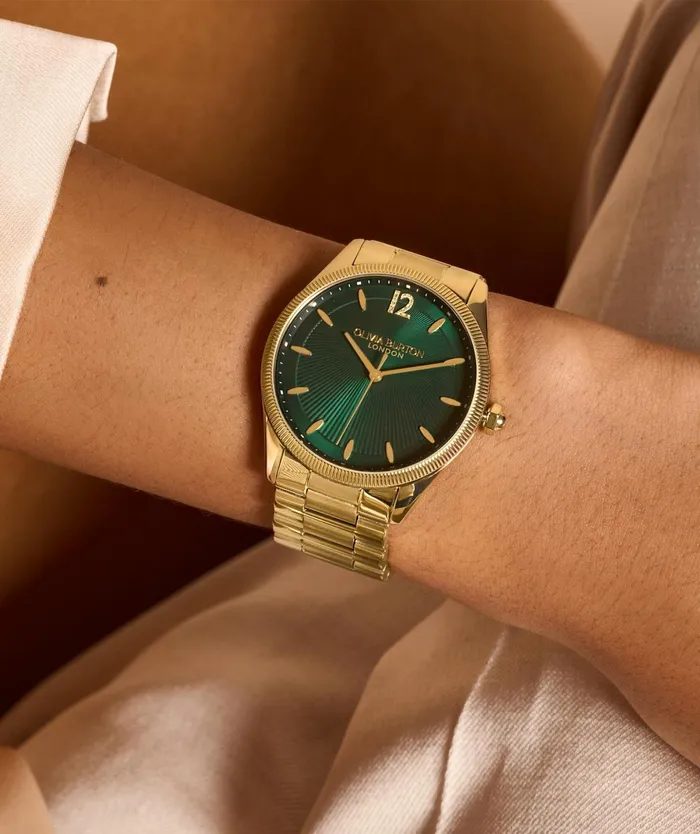Olivia Burton Sports Luxe Watches Women 38mm Radiate Forest Green and Gold Bracelet Watch