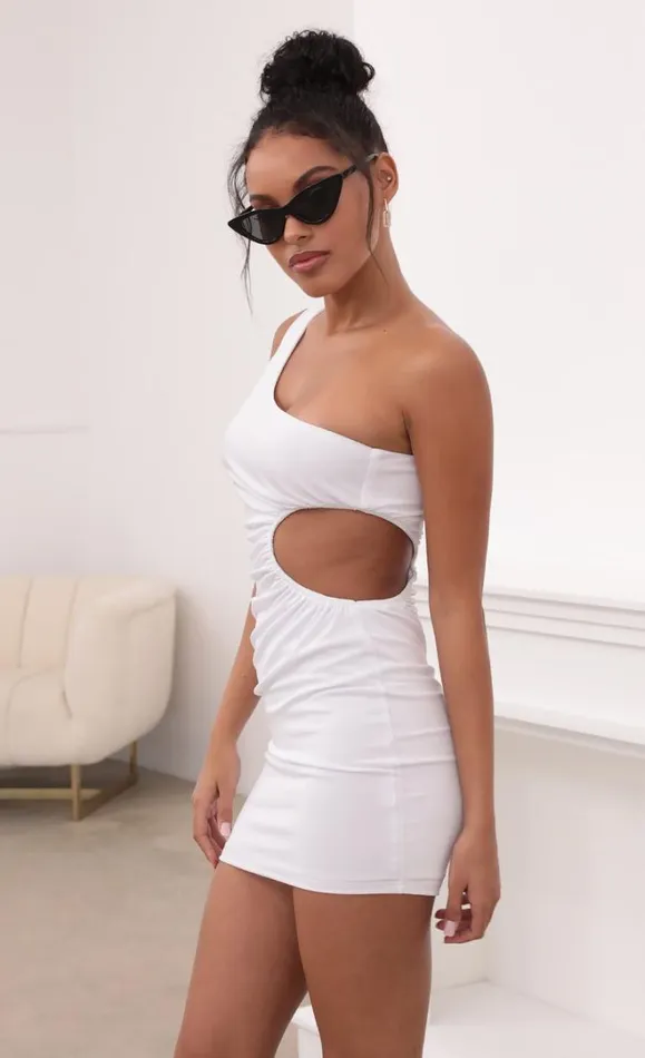 One Shoulder Cutout Dress White Women LUCY IN THE SKY Mini Dresses One Shoulder Cutout Dress White Women LUCY IN THE SKY Mini Dresses