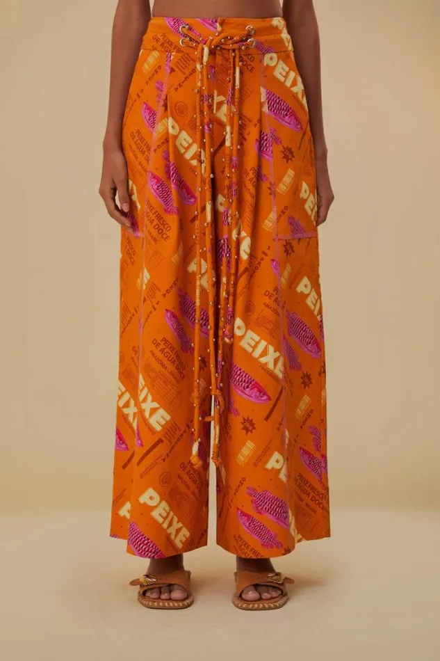 Orange Fresh Fish Cargo Pants Women FARM Rio Pants