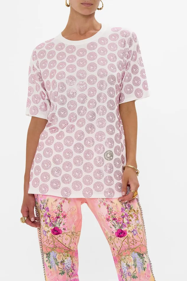 OVERSIZED BAND TEE 8211 WHITEPINK TOTALLY OZMOPOLITAN Totally Ozmopolitan Womens Camilla Tees