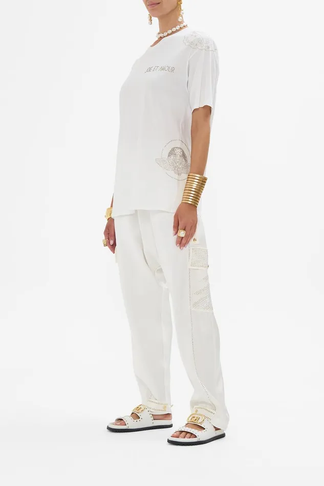 OVERSIZED BAND TEE 8211 WHITE VALLEY OF THE QUEENS Valley Of The Queens Womens Camilla Tees