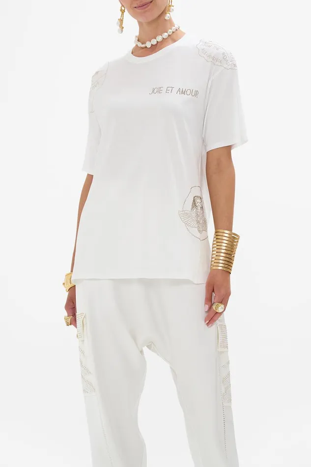 OVERSIZED BAND TEE 8211 WHITE VALLEY OF THE QUEENS Valley Of The Queens Womens Camilla Tees