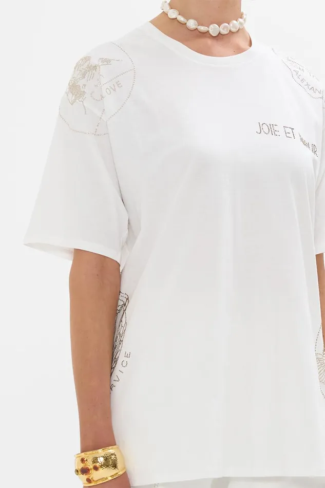 OVERSIZED BAND TEE 8211 WHITE VALLEY OF THE QUEENS Valley Of The Queens Womens Camilla Tees