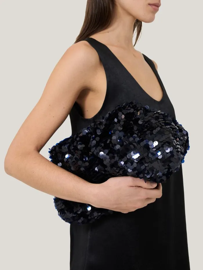 Oversized Sequin Clutch Navy Women Jigsaw Bags
