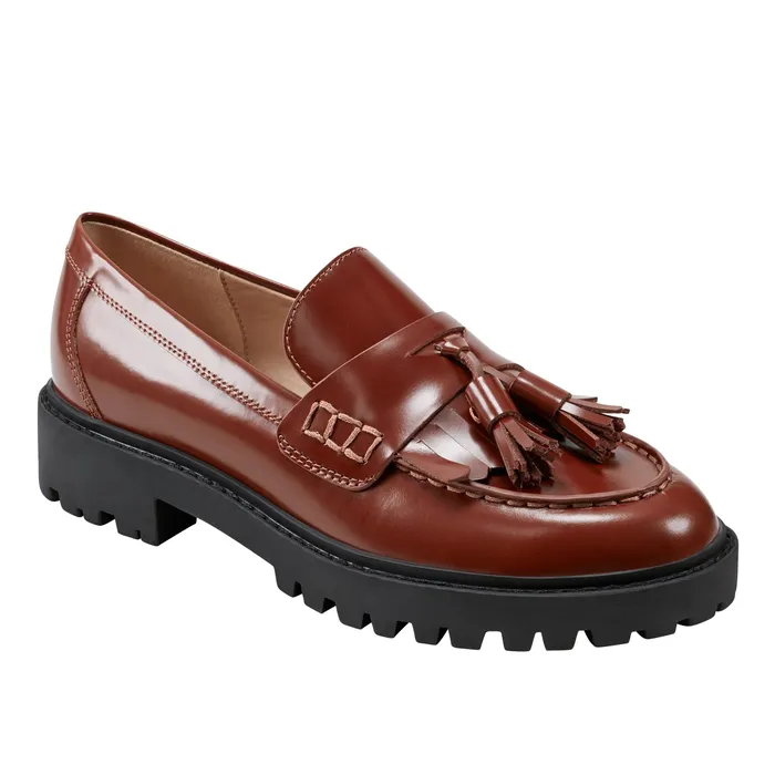 Ozzie Tassle Loafer Brown Leather Women Loafers and Flats Marc Fisher