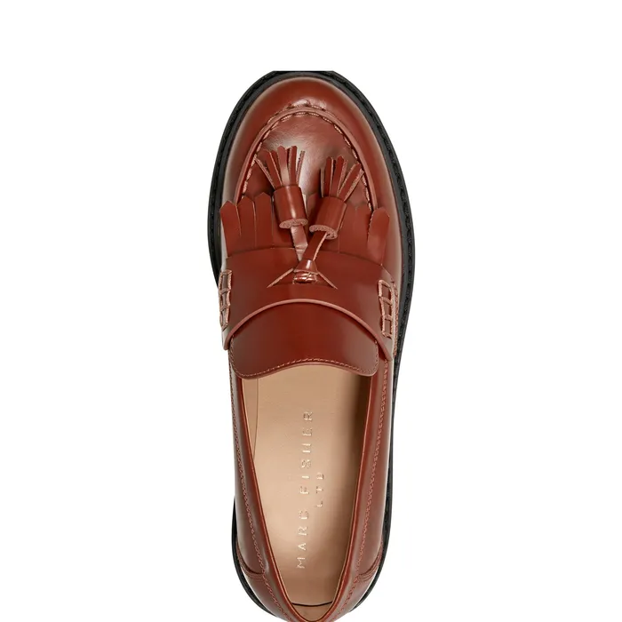 Ozzie Tassle Loafer Brown Leather Women Loafers and Flats Marc Fisher